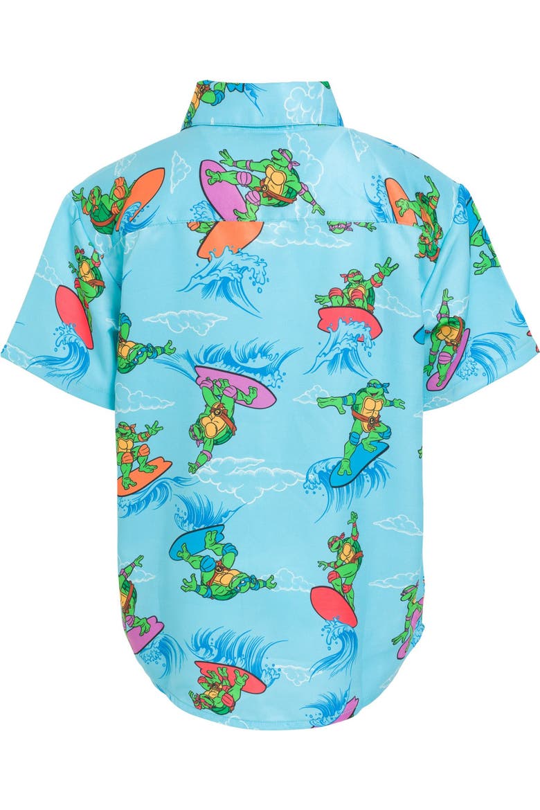 Hawaiian Short Sleeve Button Down Shirt, Alternate, color, TMNT Light Blue