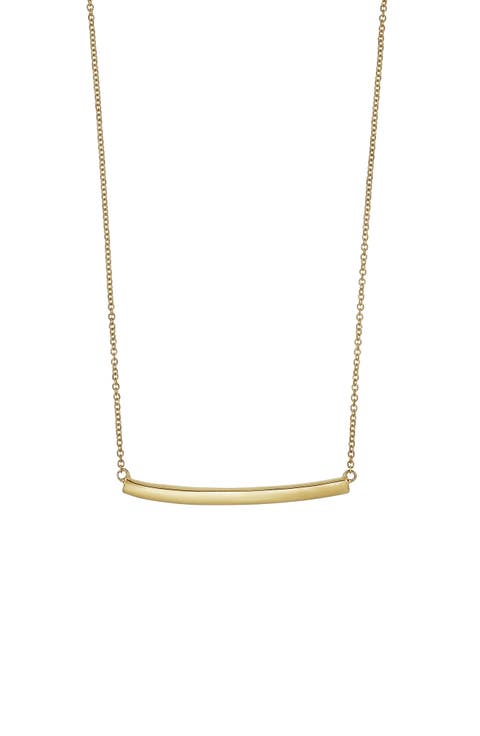 14K Gold Bar Pendant Necklace