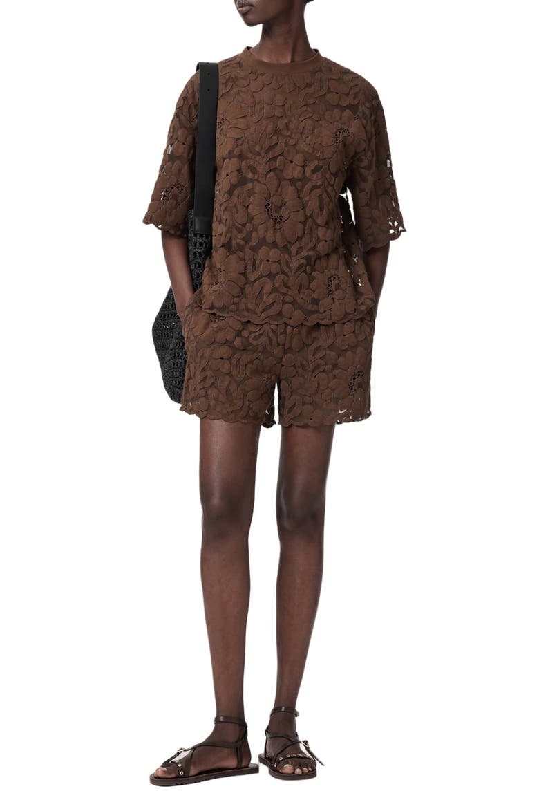 Amelie Lace Shorts, Alternate, color, BITTER BROWN