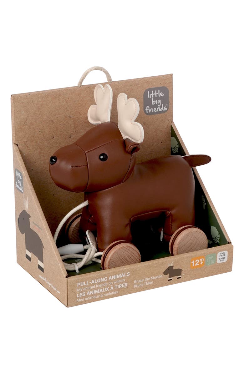 Little Big Friends Moose Pull Along Friends, Alternate, color, Brown