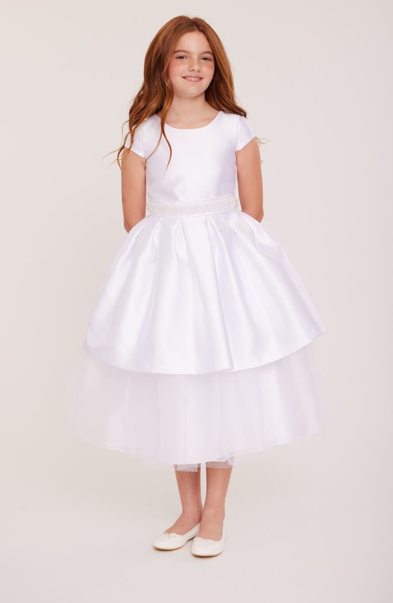 Iris & Ivy Kids' Cap Sleeve First Communion Dress, Alternate, color, 
