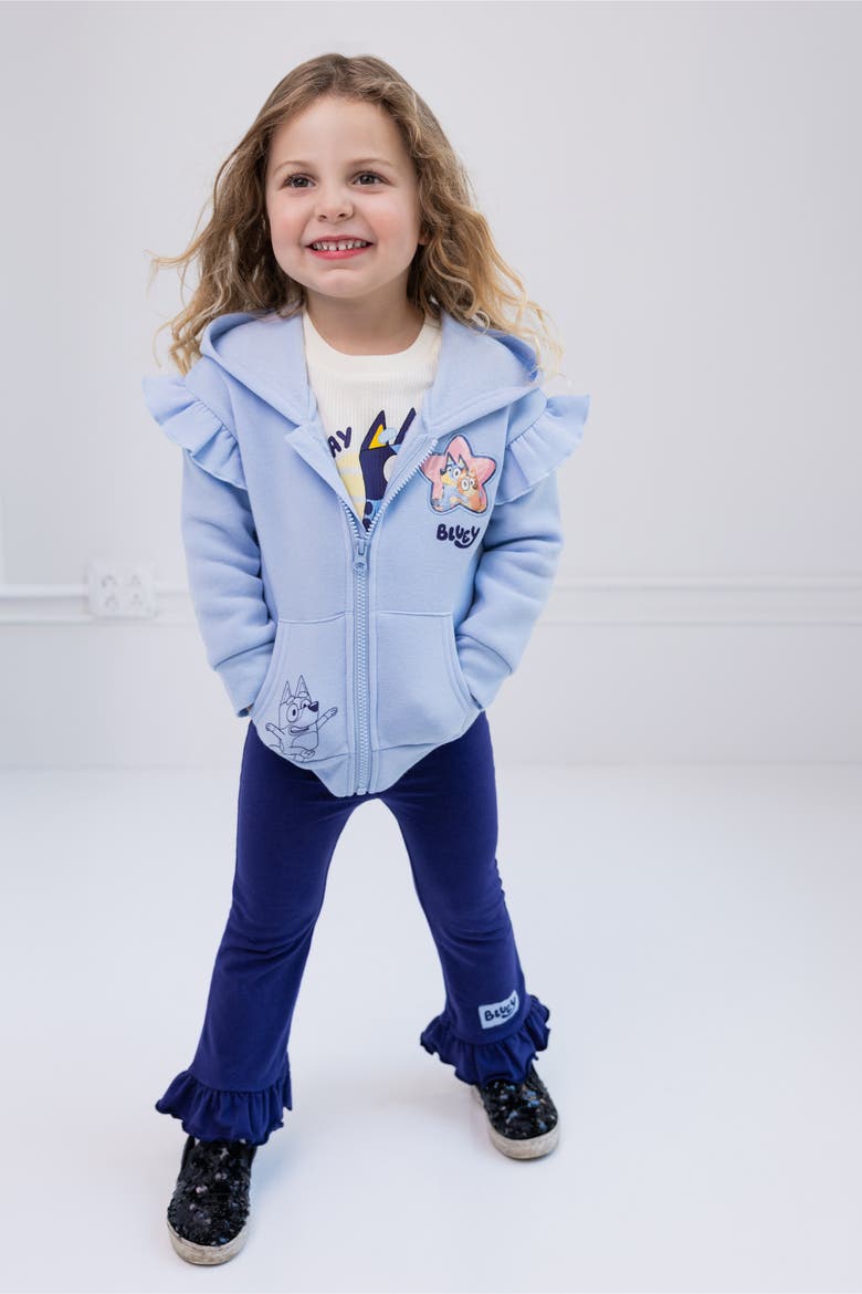 Zip-Up Hoodie T-Shirt and Pants Set, Alternate, color, Bluey Bingo Blue Navy