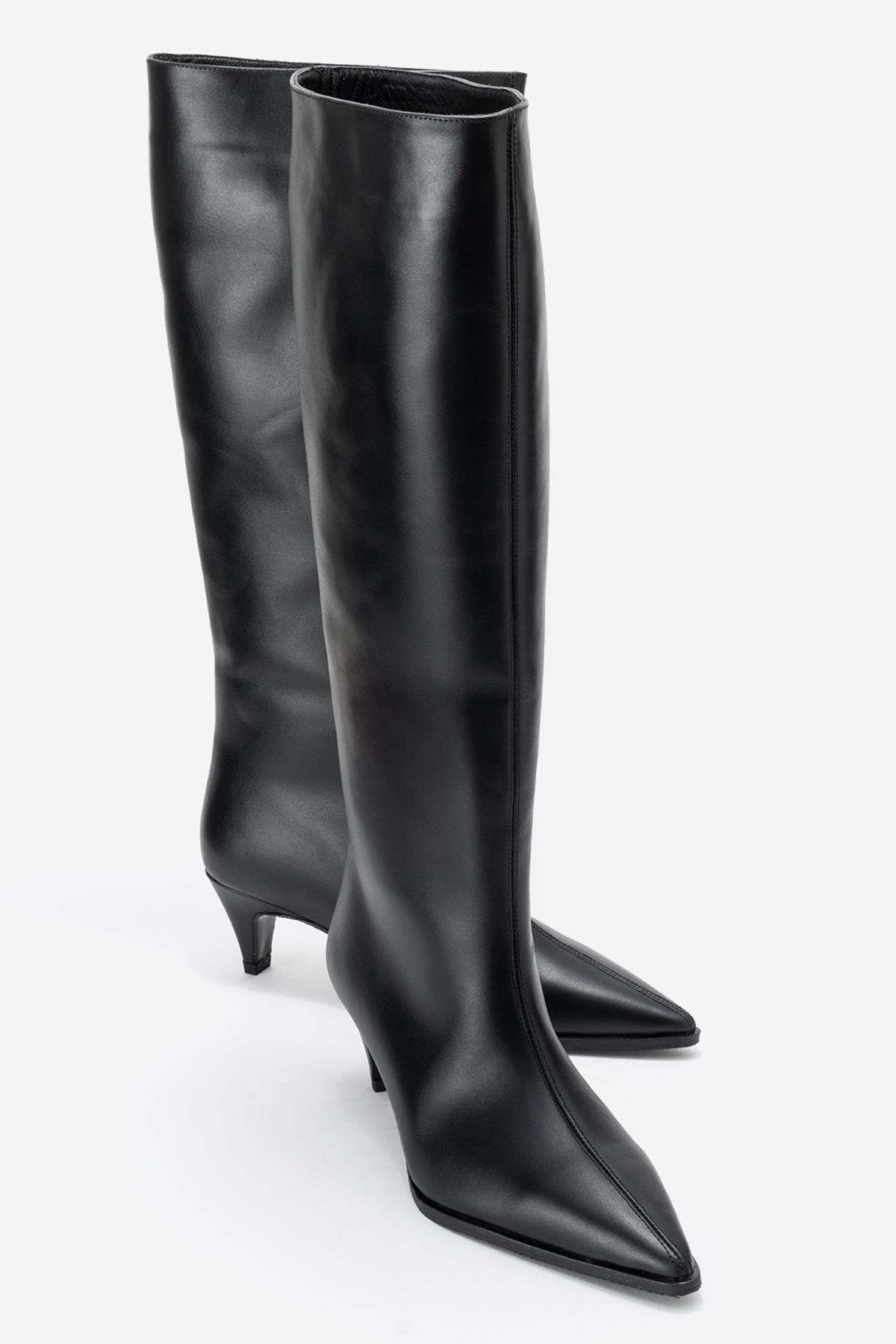 Forever & Always Shoes Siora Leather Knee High Boot, Alternate, color, Black Leather