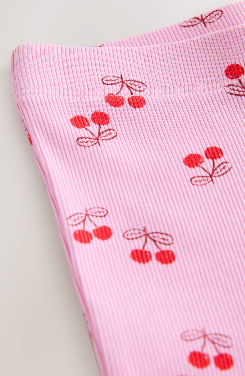 NEXT Kids' Cherry Print Rib Flare Leggings, Alternate, color, Pink/ Red
