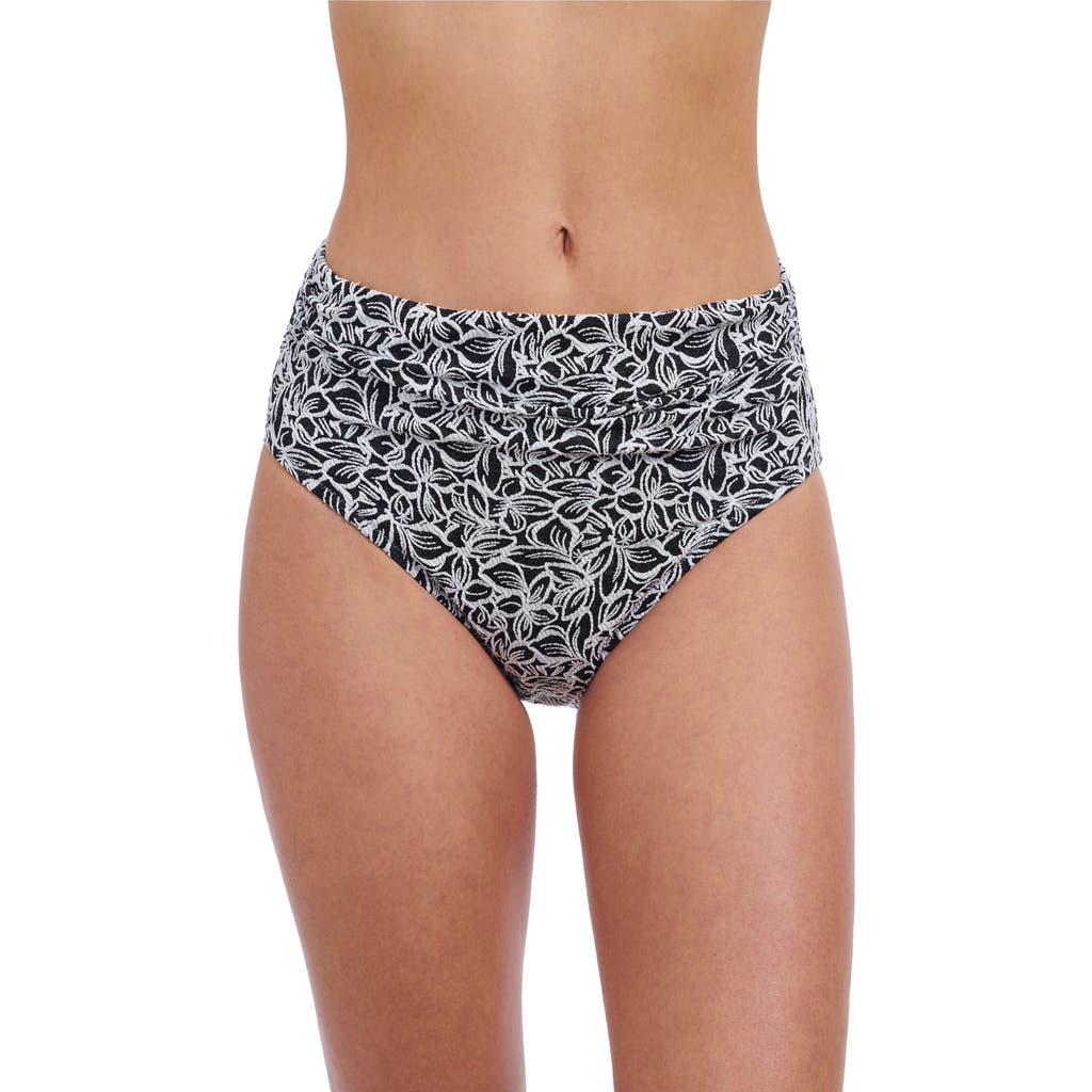 Shop Profile By Gottex Plumeria Mid-rise Shirred Pant In Black & White