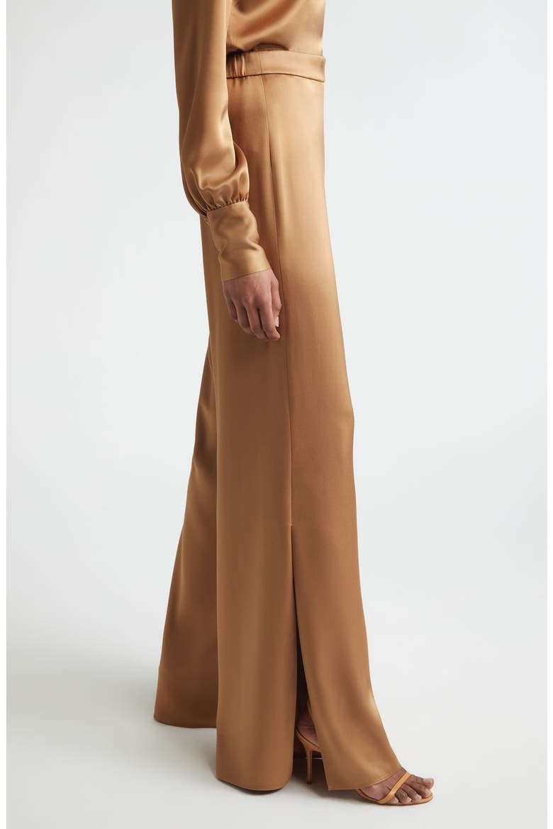 Kate Side Slit Liquid Satin Pants, Alternate, color, VICUNA