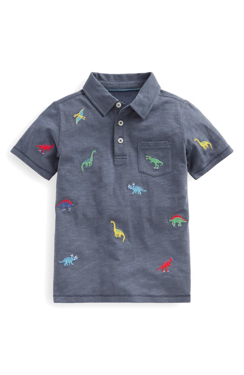 Mini Boden Kids' Dinosaur Embroidered Polo, Main, color,