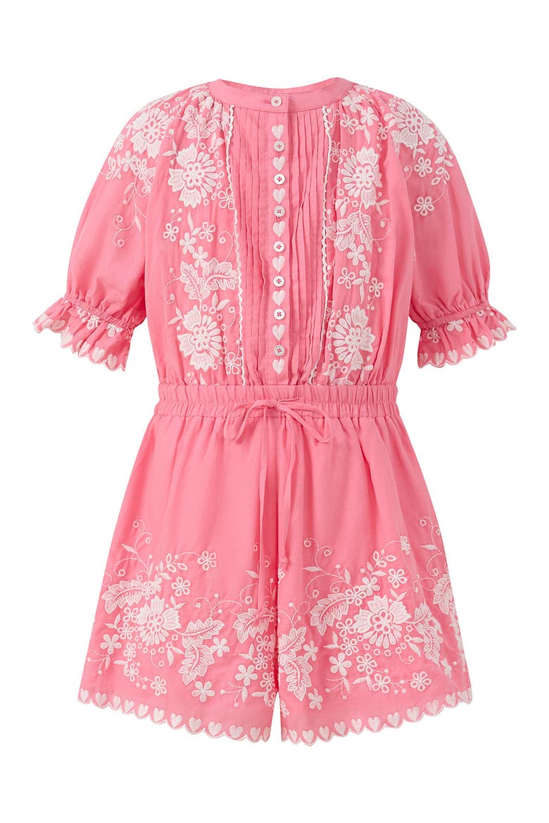 Selena Cotton Embroidered Romper, Main, color, Candy