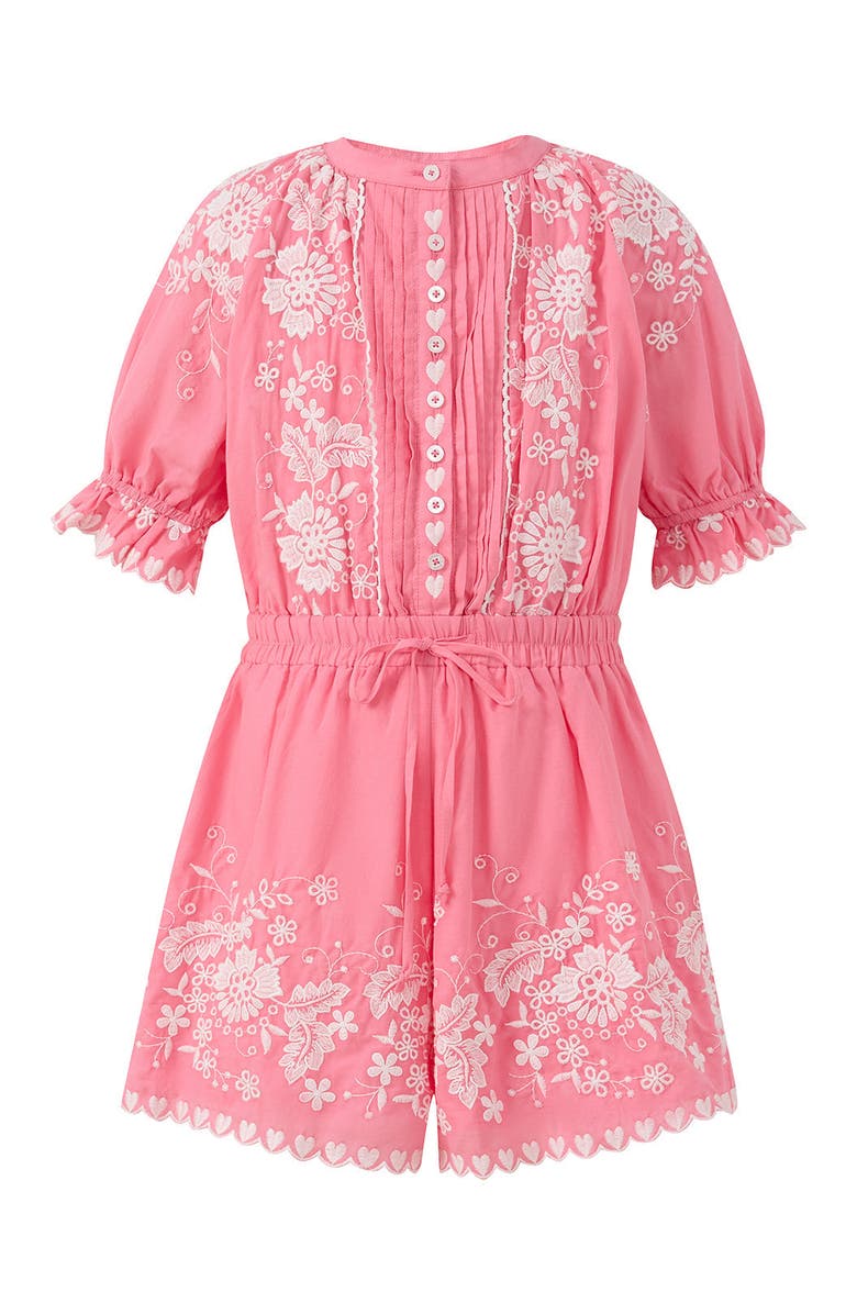 Marlo Kids Selena Cotton Embroidered Romper, Main, color, Candy