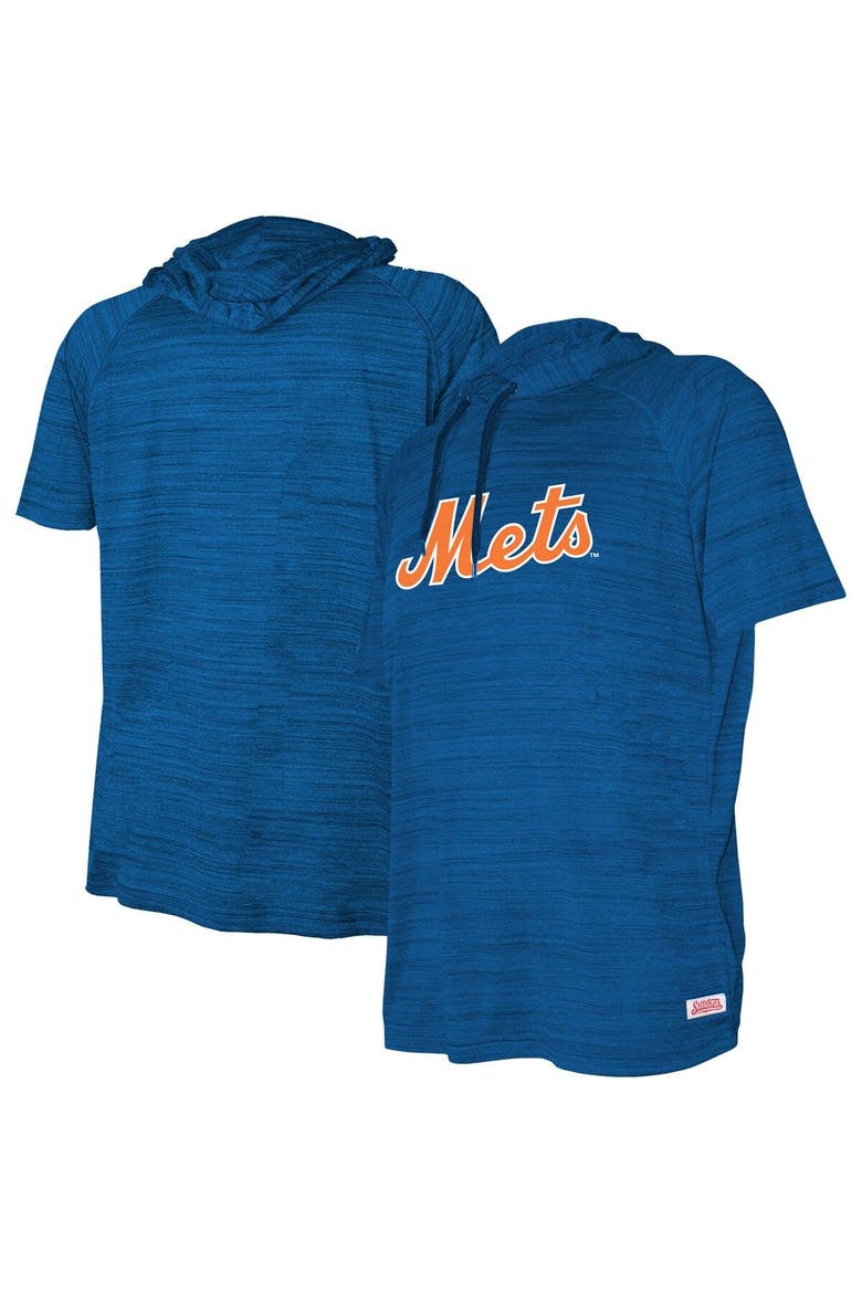 Youth Stitches Heather Royal New York Mets Raglan Short Sleeve Pullover Hoodie, Main, color, Heather Royal