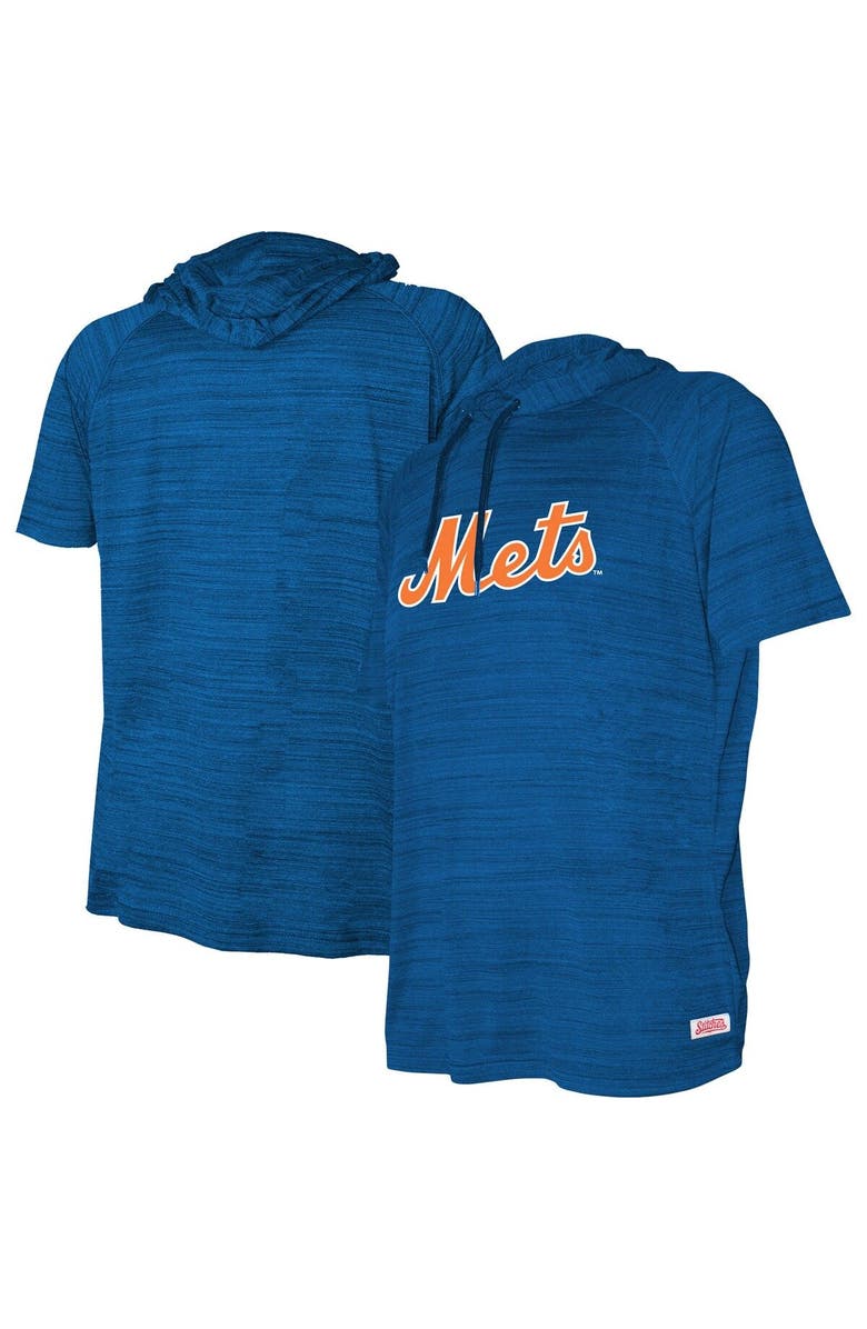 STITCHES Youth Stitches Heather Royal New York Mets Raglan Short Sleeve Pullover Hoodie, Main, color, 