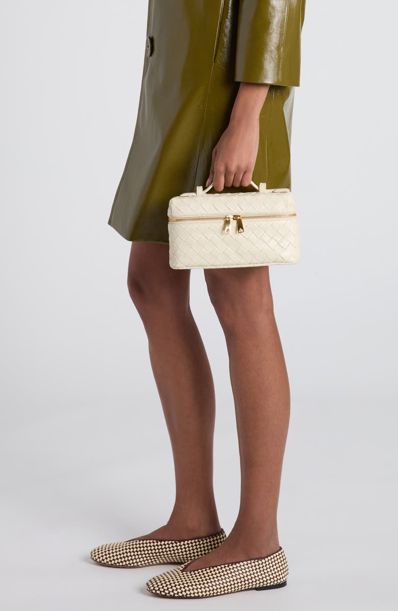 Bottega Veneta Bang Bang Intrecciato Suede Vanity Case, Alternate, color, Ecru-Gold