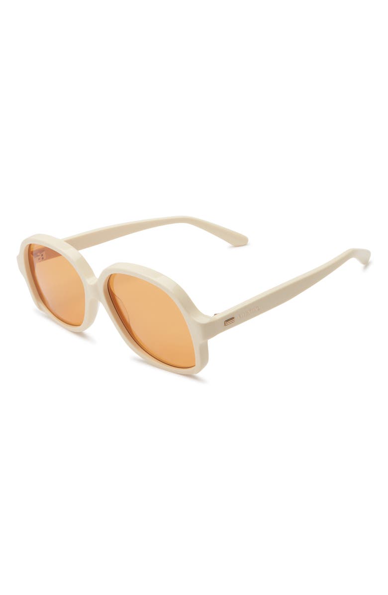 Valentino 50mm Polarized Round Sunglasses, Alternate, color, Ivory Ivory Orange