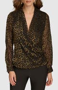 Donna Karan New York Burnout Velvet Dot Wrap Front Top