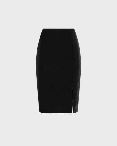 Women 's Skirt  Etoile Black Designer Skirt With Adjustable Zippered Waist And Side Slit