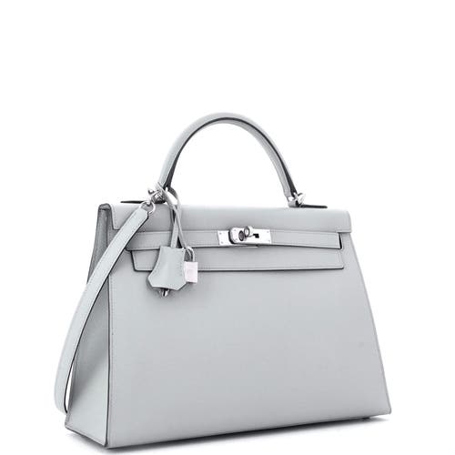 Pre-owned Hermes Hermes Kelly Handbag Blue Epsom With Palladium Hardware 32 In Blue