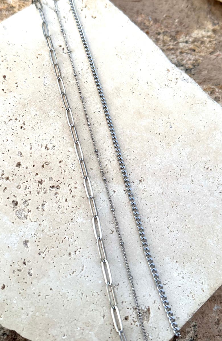 Adornia Set of 3 Assorted Chain Necklaces, Alternate, color, Silver