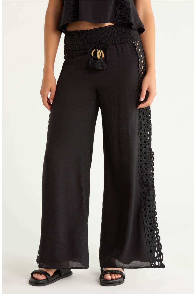 Wide Leg Cover-Up Pants, Main, color, BLACK