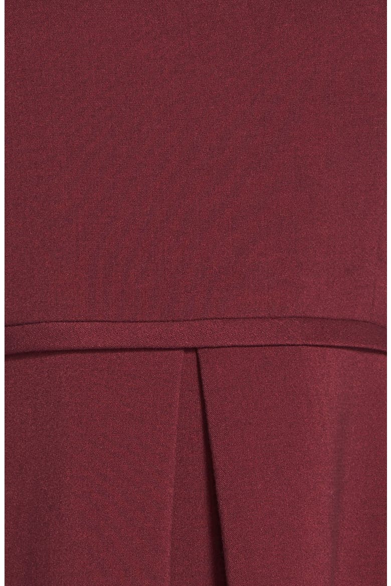 Pleated Crepe Fit & Flare Dress, Alternate, color, OXBLOOD