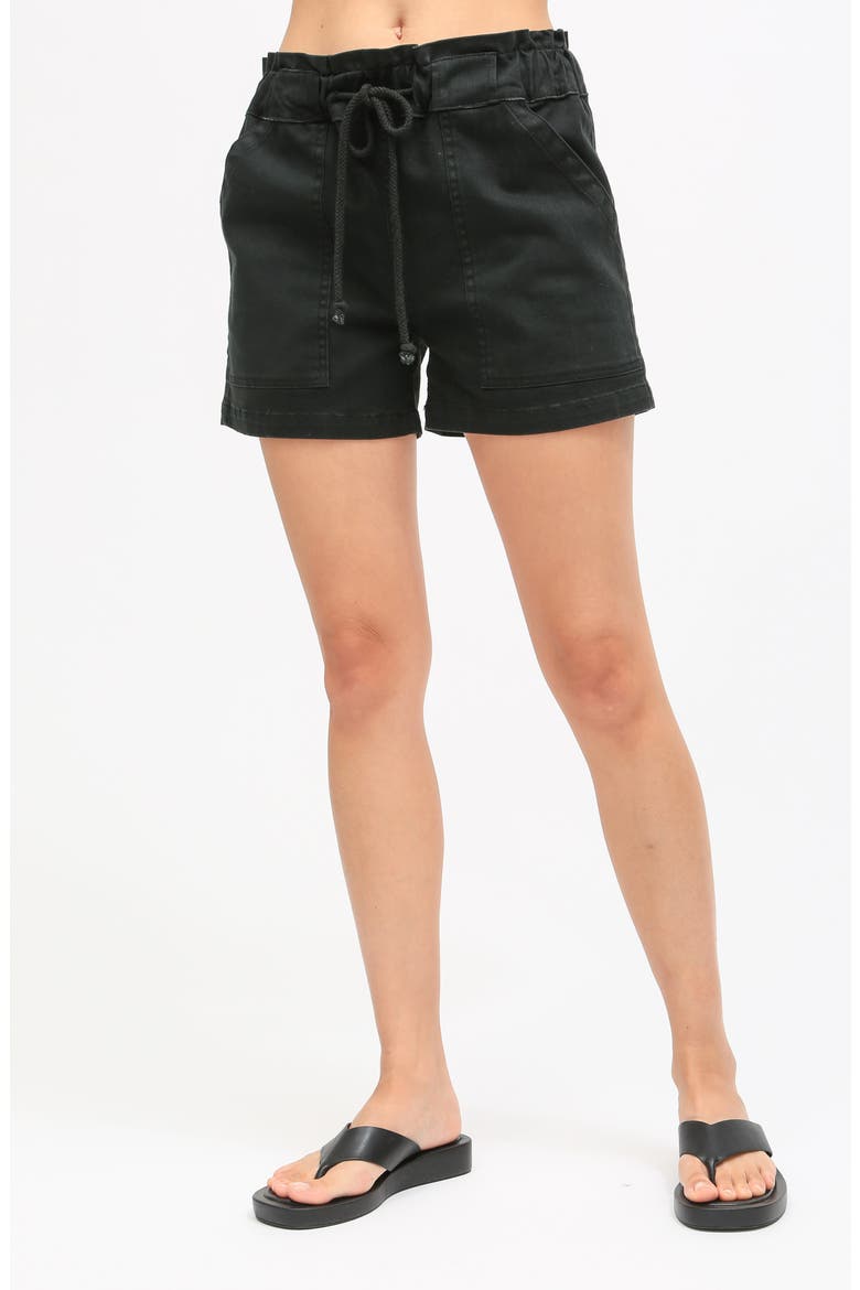 Easy Tie Waist Paperbag Shorts, Main, color, ONYX