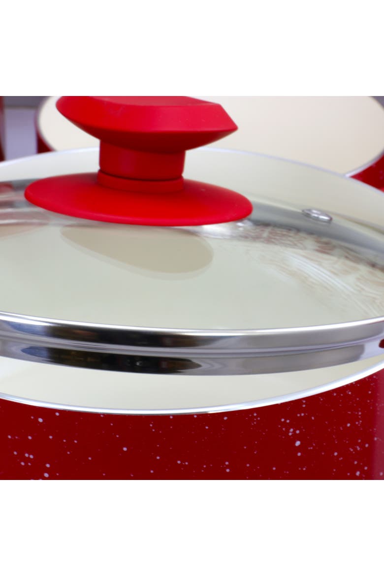 Cocina San Jacinto Aluminum Cookware Set  Speckled Finish, Set of 9, Alternate, color, Red