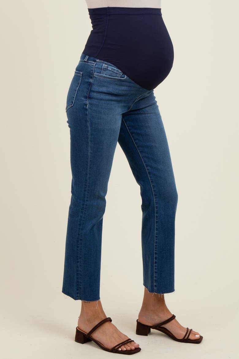 Raw Hem Kick Flare Maternity Jeans, Alternate, color, Navy Blue