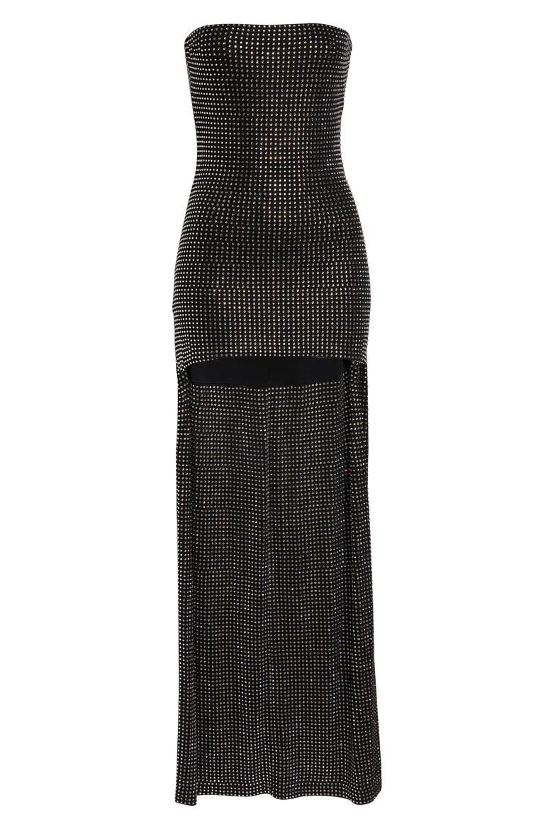 Strapless High-Low Bodycon Dress, Alternate, color, BLACK