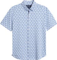 Mizzen+Main Halyard Trim Fit Abstract Short Sleeve Button-Up Shirt