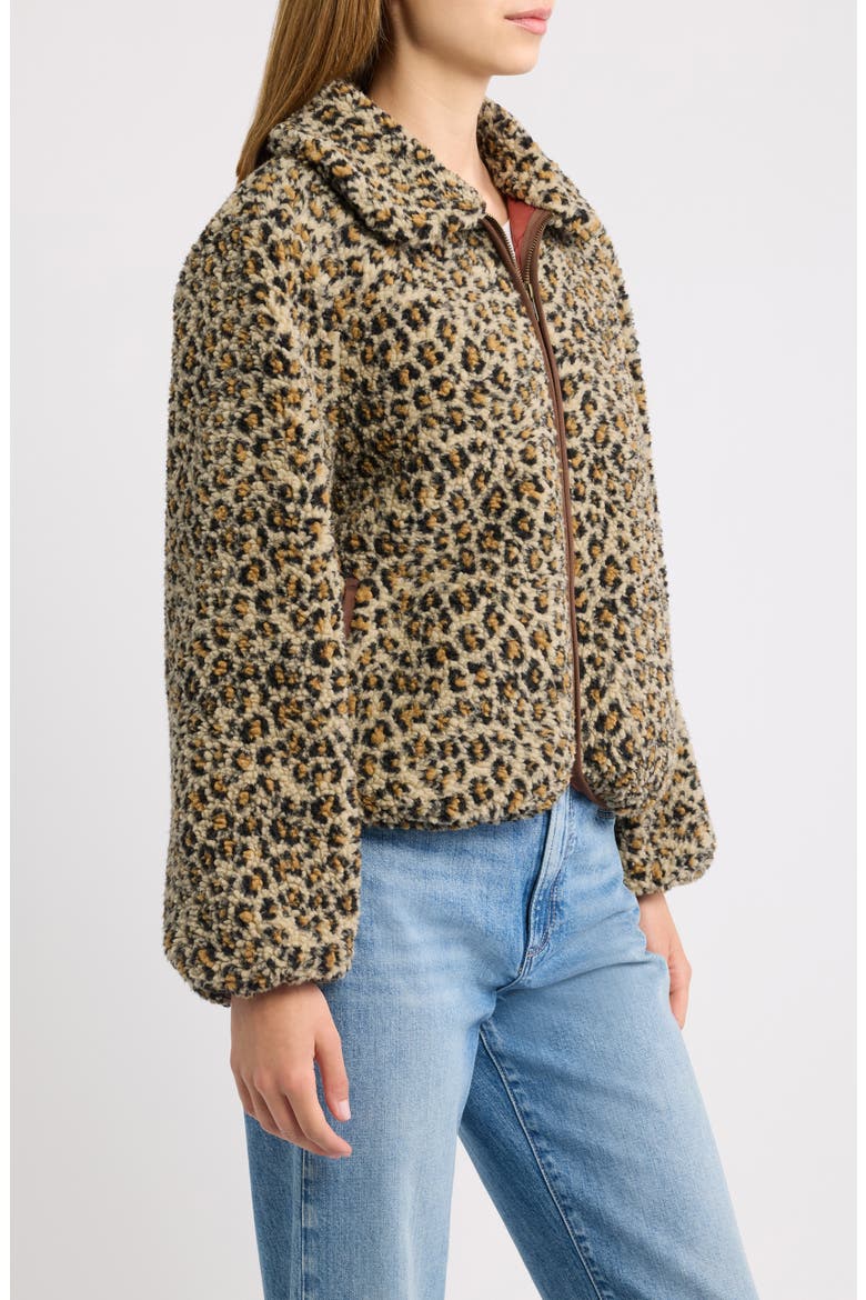 The Vail Leopard Print Fleece Jacket, Alternate, color, TAN LEOPARD