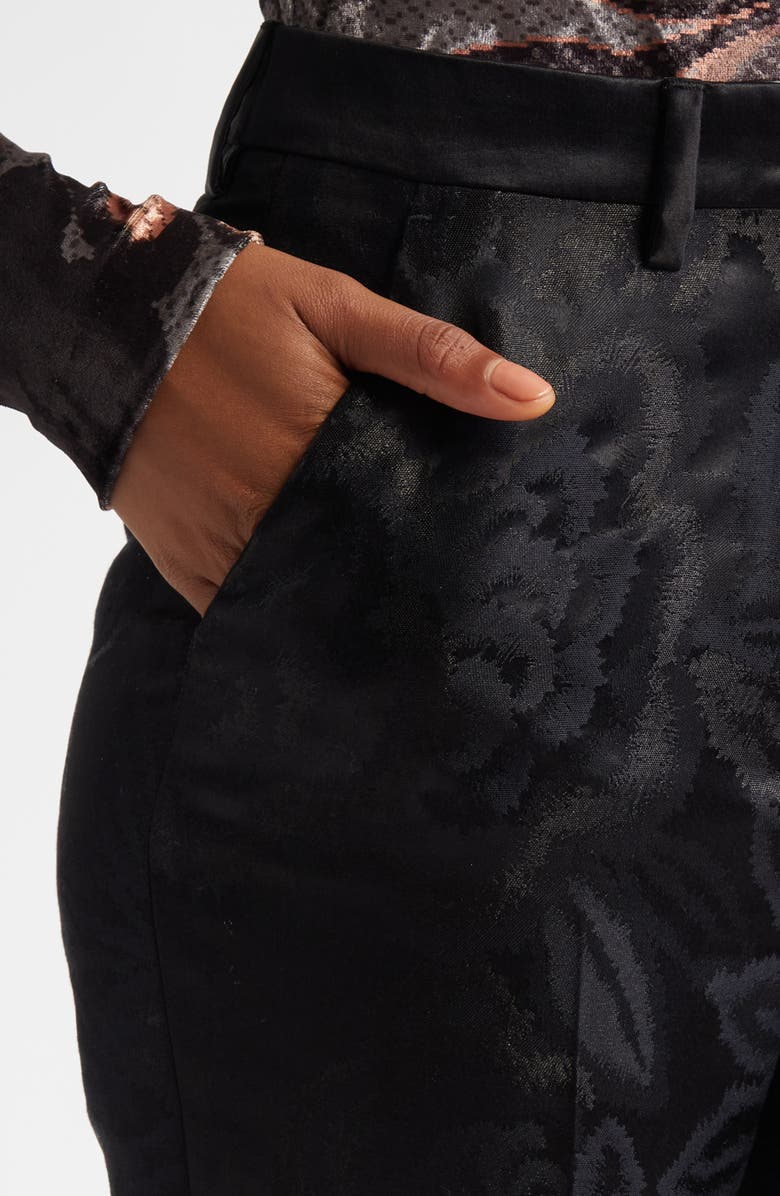 Etro Floral Jacquard Tapered Satin Cigarette Trousers, Alternate, color,