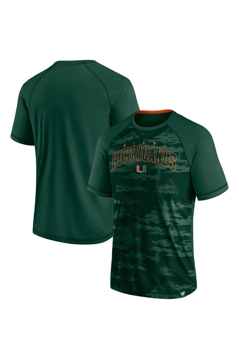 Men's Fanatics Branded Green Miami Hurricanes Arch Outline Raglan T-Shirt, Main, color, Green