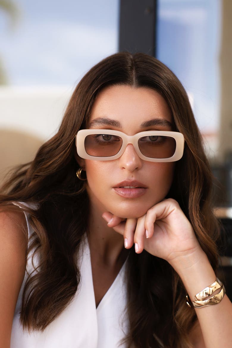 Noa Rectangular Sunglasses, Alternate, color, Tan