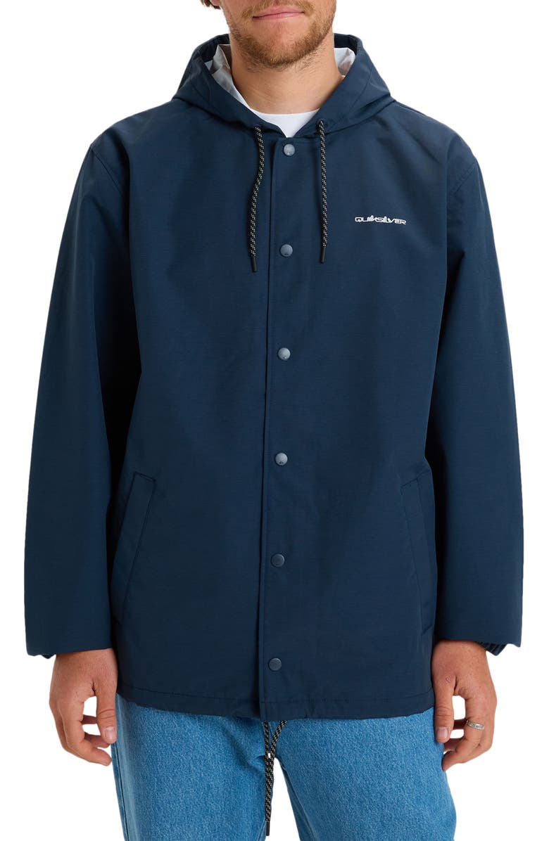 Quiksilver Rain Cloud Water Repellent Hooded Coach's Jacket, Main, color, 