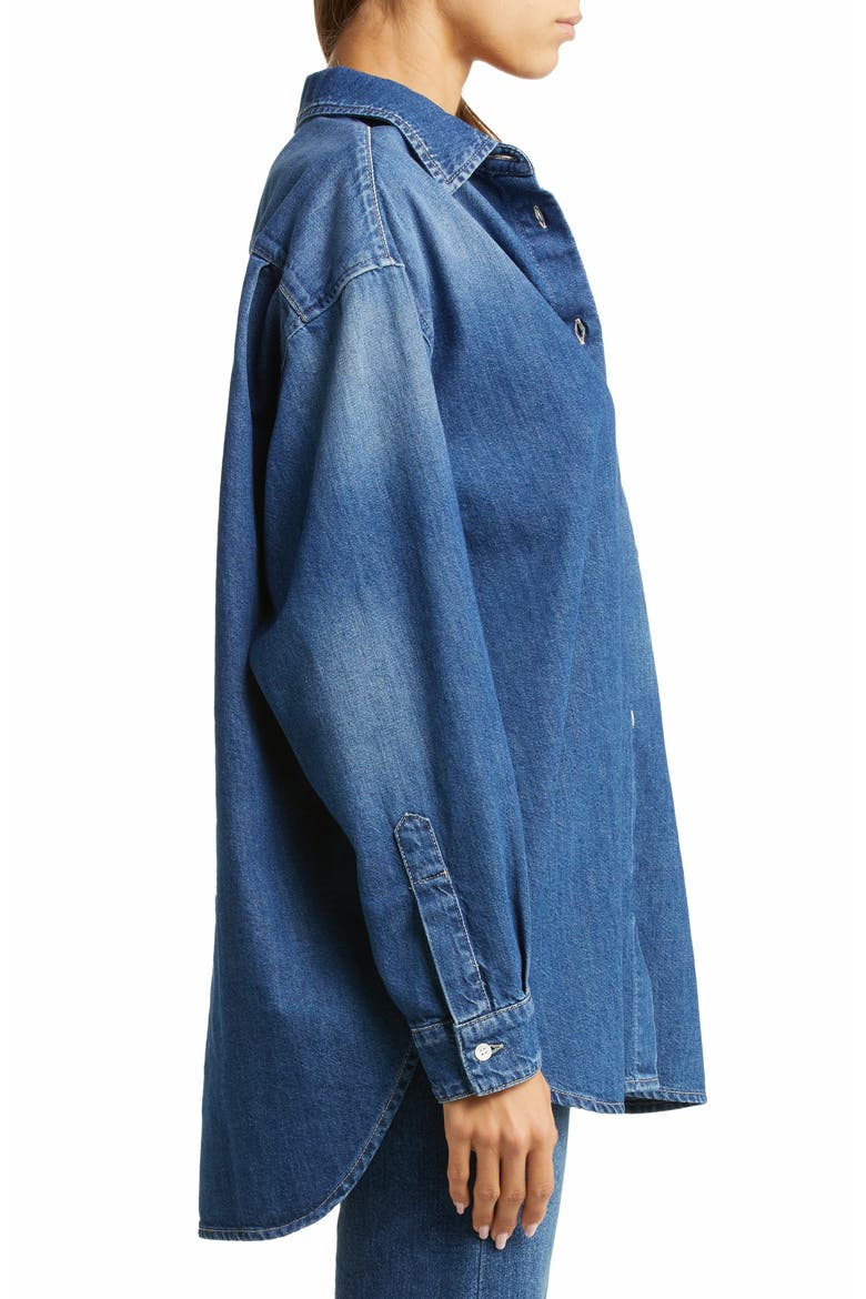 Women's Mira Organic Cotton Denim Shirt, Alternate, color, DARK BLUE