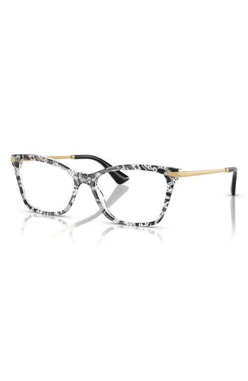 Dolce & Gabbana Dolce&gabbana 56mm Rectangular Optical Glasses In Black Lace