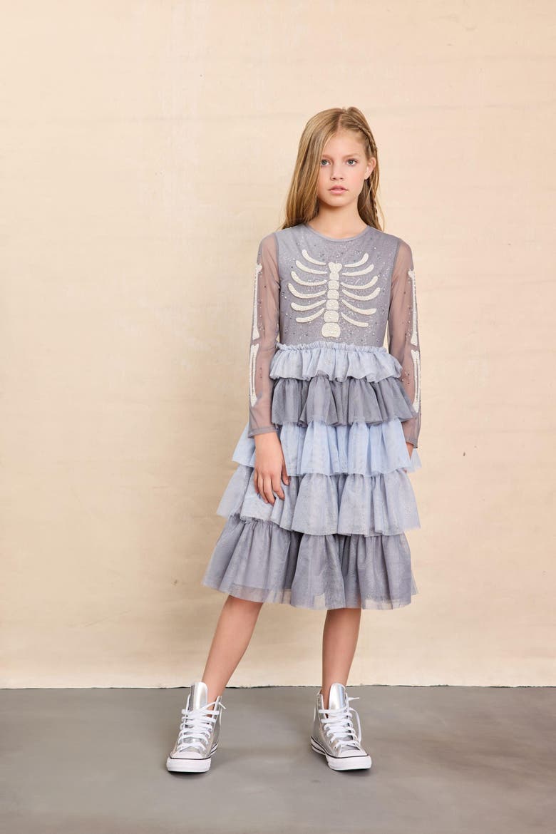 Skeleton Princess Dress for Girls, Alternate, color, Grey