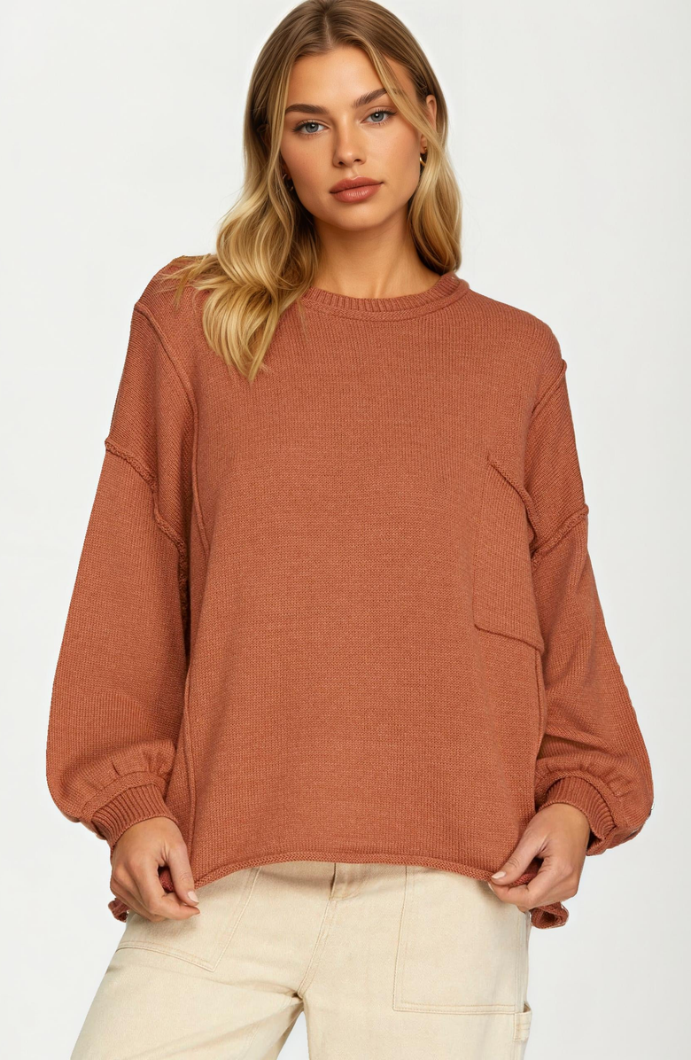 Knit and Lounge Oversized Balloon Sleeve Knit Pullover Sweater, Main, color, 