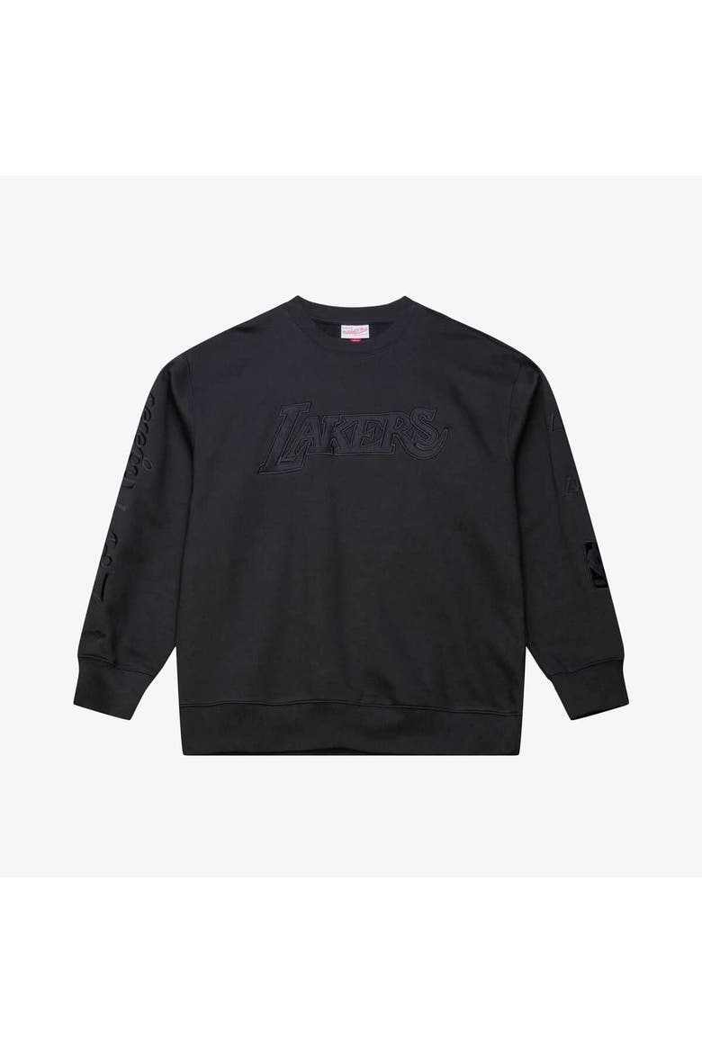 Men's Mitchell & Ness Black Los Angeles Lakers Phantom Fleece Sweatshirt, Alternate, color, Black
