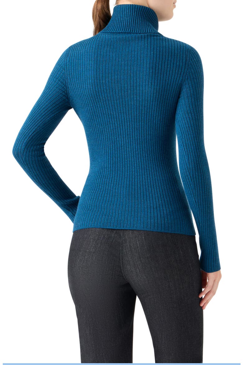 Virgin Merino Wool Half Zip Turtleneck Sweater, Alternate, color, TEAL