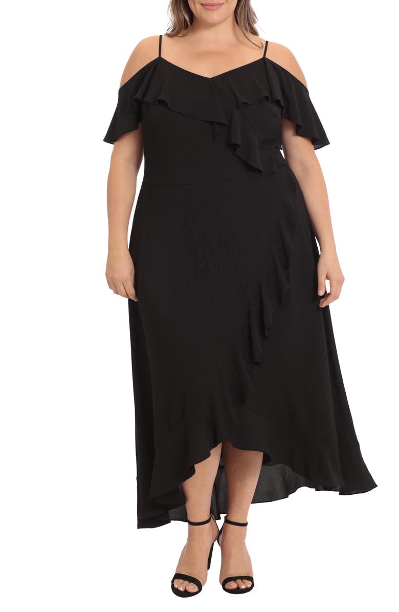 London Times Ruffle Cold Shoulder Maxi Dress, Main, color, 