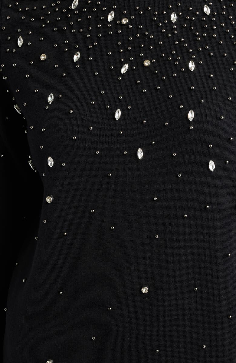 Anne Klein Rhinestone Embellished Boatneck Sweater, Alternate, color, Anne Black