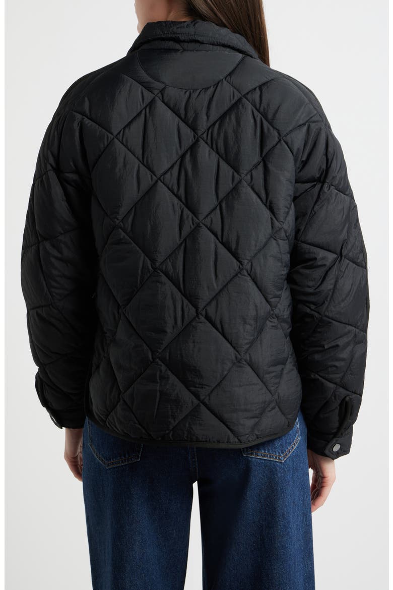Crop Diamond Quilted Jacket, Alternate, color, BLACK