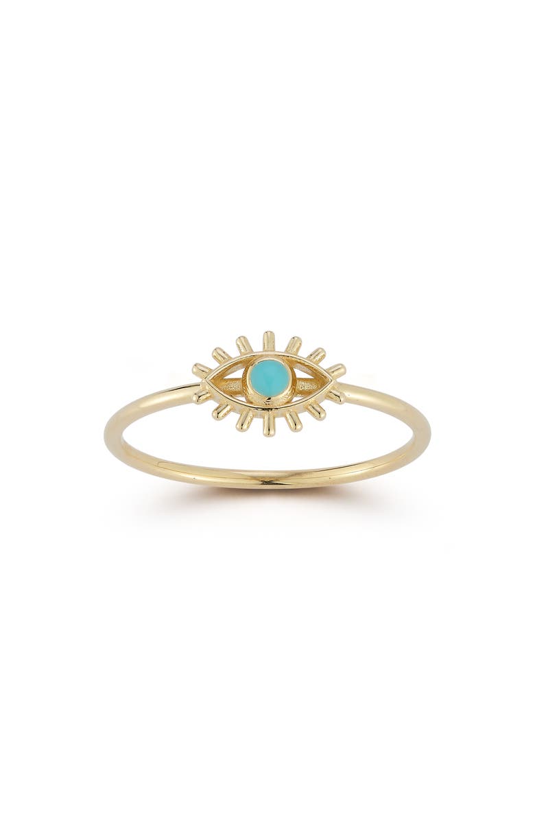 Ember Fine Jewelry 14K Gold Turquoise Evil Eye Ring, Main, color, Gold