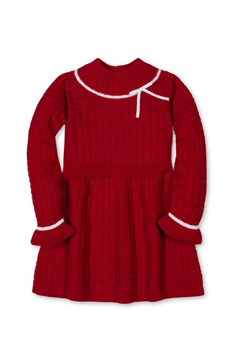Kids' Organic Mock Neck Ruffle Cuff Cable Sweater Dress (Toddler, Little Kid and Big Kid)