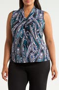 KASPER Knot Front Sleeveless Jersey Top