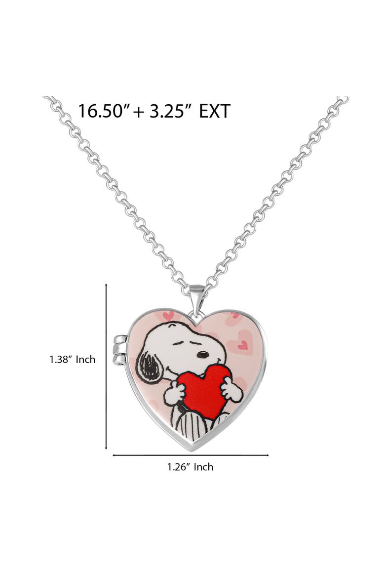 Snoopy Heart Locket Pendant Necklace Silver Tone Officially Licensed, Alternate, color, Silver
