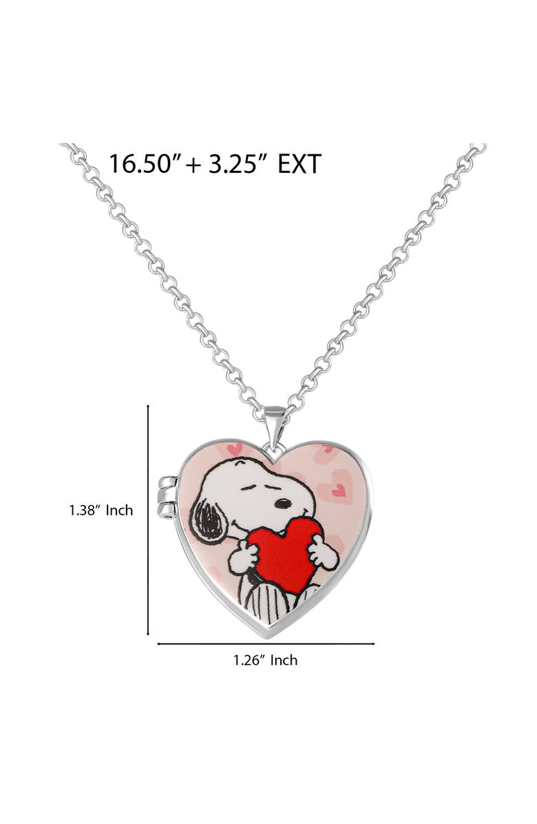 PEANUTS Snoopy Heart Locket Pendant Necklace Silver Tone Officially Licensed, Alternate, color, Silver