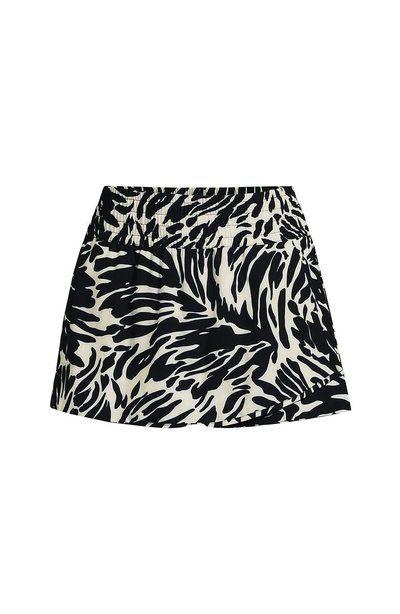 Lands' End Tulip Hem Swim Skort, Alternate, color, Black/Egret White Leaf Scroll