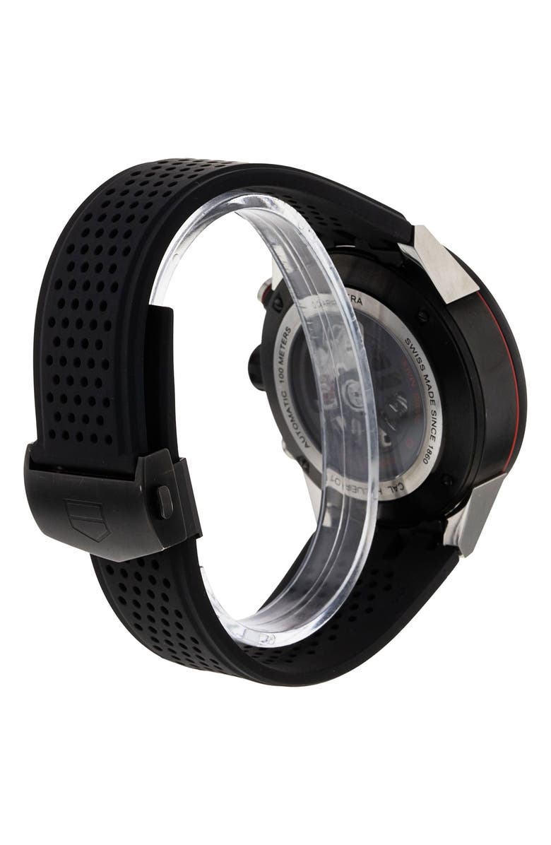 Watchfinder & Co. Tag Heuer Preowned 2018 Carrera Automatic Chronograph Rubber Strap Watch, 45mm, Alternate, color,