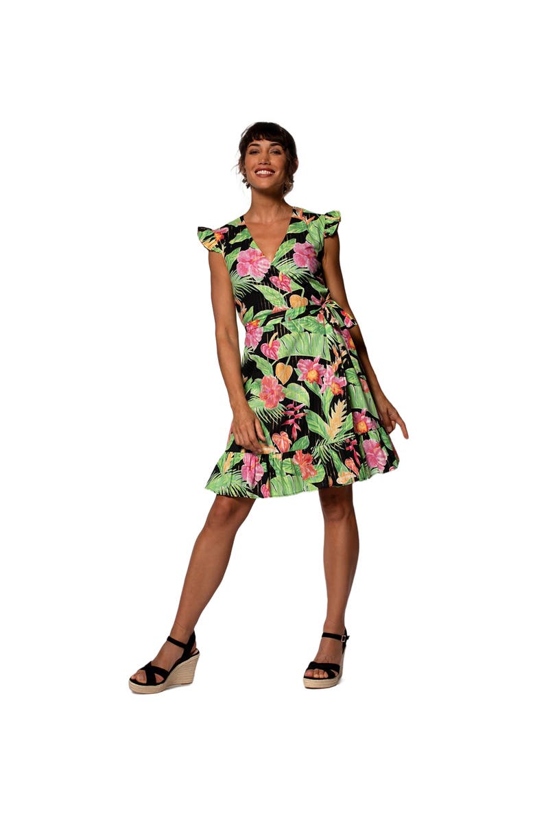 Tori Richard Midnight Blossom Henrietta Dress, Main, color, Black